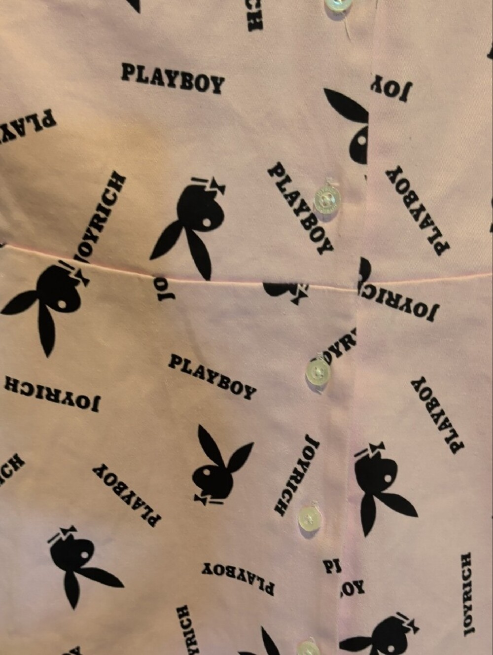 🔥JOYRICH x Playboy Pink Bunny Logo Button-Front Mini Dress Size M - Picture 7 of 8